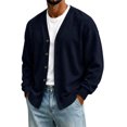 thumbnail image 1 of Men V Neck Button Cardigan Sweater Long Sleeve Open Front Casual Knit Cardigan with Pockets, 1 of 6