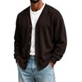 thumbnail image 1 of Men V Neck Button Cardigan Sweater Long Sleeve Open Front Casual Knit Cardigan with Pockets, 1 of 6