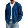 thumbnail image 1 of Men V Neck Button Cardigan Sweater Long Sleeve Open Front Casual Knit Cardigan with Pockets, 1 of 6