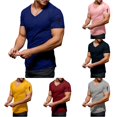 thumbnail image 1 of Men V Neck Short Sleeve Zipper Tennis T Shirts Casual Wear Spring Summer Versatile Everyday Outfits, 1 of 5