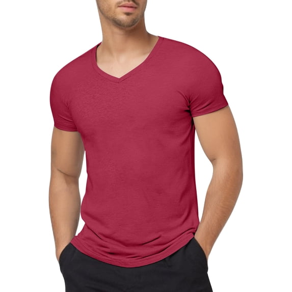 Men's V Neck T Shirt Casual Short Sleeve Stylish Summer Beach Top Comfortable Lightweight Breathable Hippie Fashion Tee