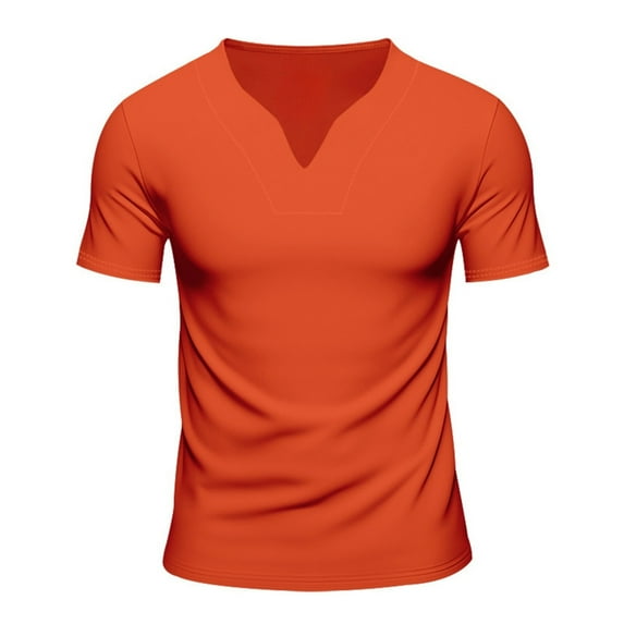 Men V-Neck T Shirt Slim Fit Casual Fashion Gym Workout Athletic Muscle Tee Longline Comfortable Breathable Lightweight Mens T-Shirts Summer Lightweight Tee Tops