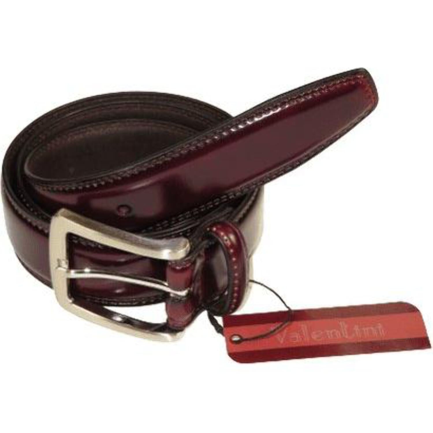 Men VALENTINI Stitched Leather Belt Classic Pin Buckle Business Dress V711  Wine - Walmart.com