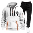 thumbnail image 1 of Men Vacation Outfits Sets Hooded Cargo Sweatshirt and Jogger Set Long Sleeve Pullover Top with Pockets Casual Two Piece Tracksuit, 1 of 2