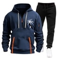 thumbnail image 1 of Men Vacation Outfits Sets Hooded Cargo Sweatshirt and Jogger Set Long Sleeve Pullover Top with Pockets Casual Two Piece Tracksuit, 1 of 2