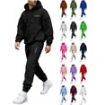 thumbnail image 1 of Men Vacation Outfits Sets Hooded Sweatshirt and Pants Set with Pockets Graphic Long Sleeve Pullover Elastic Waist Joggers Casual Two Piece Suit, 1 of 6