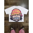 thumbnail image 1 of Men Vacation Round Neck Funny Graphic Short-Sleeved T-Shirt, Oversized Cartoon Head Pattern, Ins Street Loose Top, Boyfriend Gift, 1 of 3
