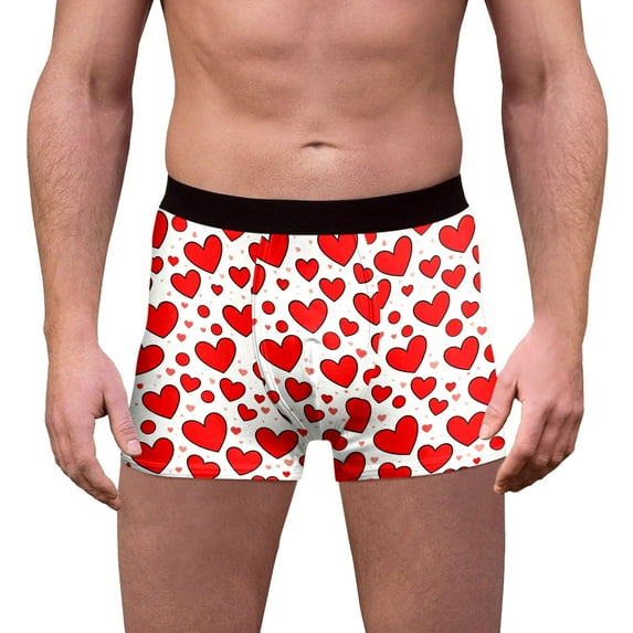 Men Valentine's Day Boxers Men Funny Novelty Heart Boxers, Valentines Gift for Men