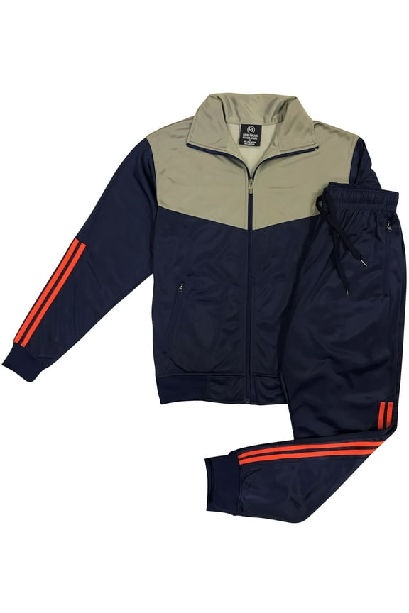 Men Velocity Tracksuit Active Jogging suit GYM Striped Jogger Top and Bottom Outfit