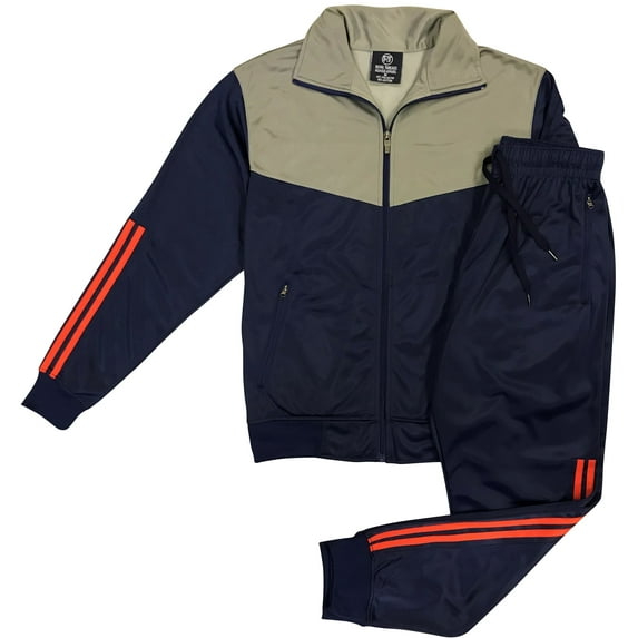 Men Velocity Tracksuit Active Jogging suit GYM Striped Jogger Top and Bottom Outfit