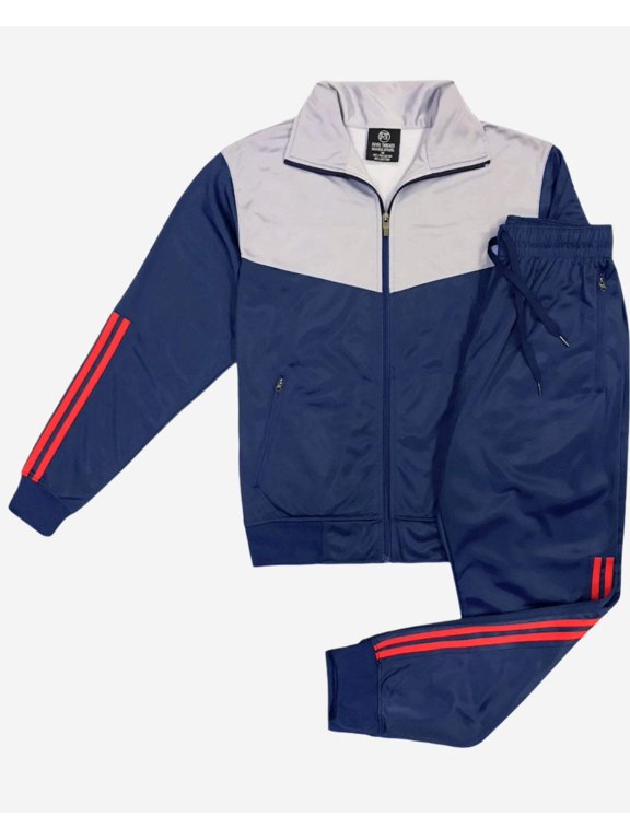Men Velocity Tracksuit Active Jogging suit GYM Striped Jogger Top and Bottom Outfit