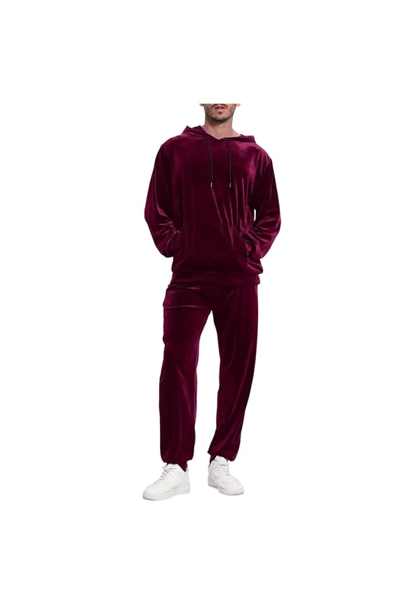 Men Velour Tracksuit 2 Piece Set Jogging Suit Jacket Pants Lounge Wear Casual Athletic Sweatsuit Comfort Outfit