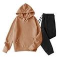 thumbnail image 1 of Men Velvet Track Suits 2 Piece Set Solid Hooded Sweatshirt Pullover Tracksuit and Joggers Sweatpants Sweatsuit, 1 of 5