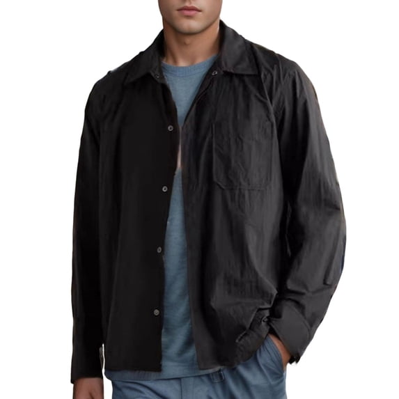 Men Versatile Jacket Men Coat Lapel Long Sleeve Solid Color Button Placket Jacket Spring Autumn Retro Casual Style Outerwear Retro Casual Coat