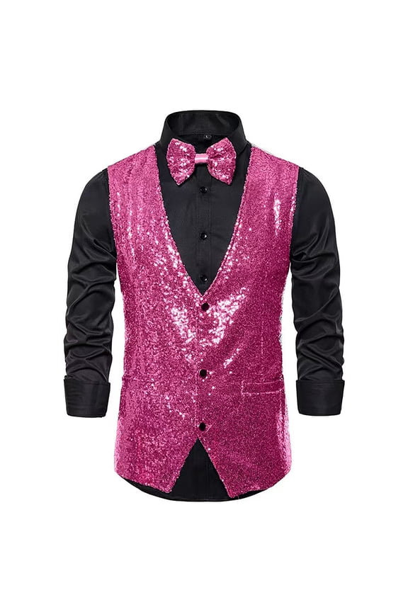 Men Vest Sleeveless Jacket Top Carnival Clothes For Men'S Suit Vest Slim Fit Business Wedding Sleeveless Tank With Cravat Red XXL