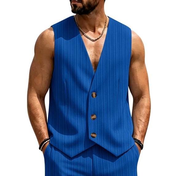Men Vest Slim Fit Formal Business Wedding Prom Party Button Down Dress Waistcoat Summer Casual Sleeveless Suit Vests, 2XL