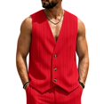 thumbnail image 1 of Men Vest Slim Fit Formal Business Wedding Prom Party Button Down Dress Waistcoat Summer Casual Sleeveless Suit Vests, L, 1 of 5