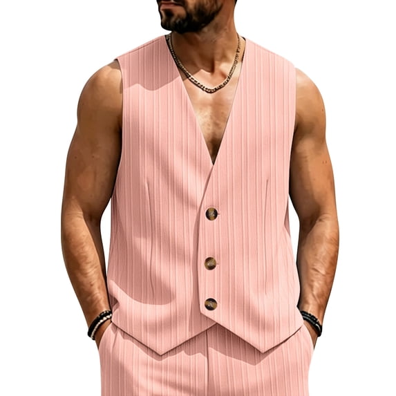 Men Vest Slim Fit Formal Business Wedding Prom Party Button Down Dress Waistcoat Summer Casual Sleeveless Suit Vests, XL