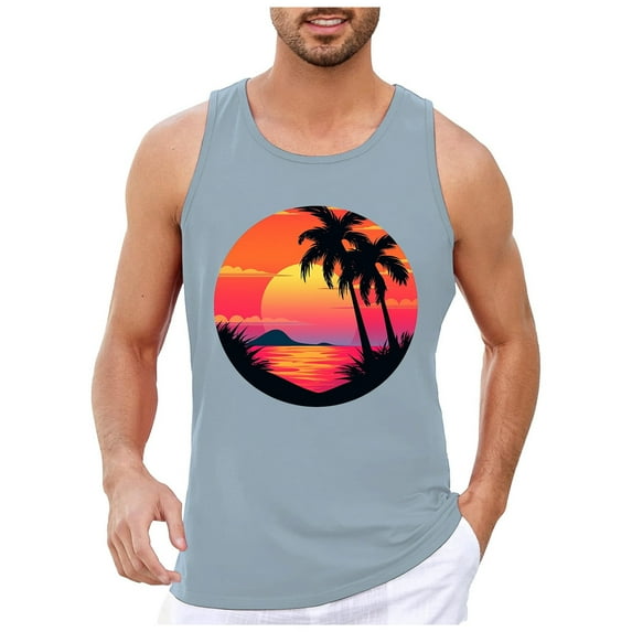 Men's Vest Vacation Beach Hawaii Digital 3D Printed Sleeveless Vest Top Man RetroTank Tops Summer
