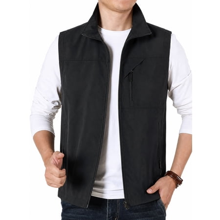 Sumtumn Men Vests Lightweight Golf Vest Windproof Sleeveless Casual Jacket Outerwear for Travel Sport Pocket