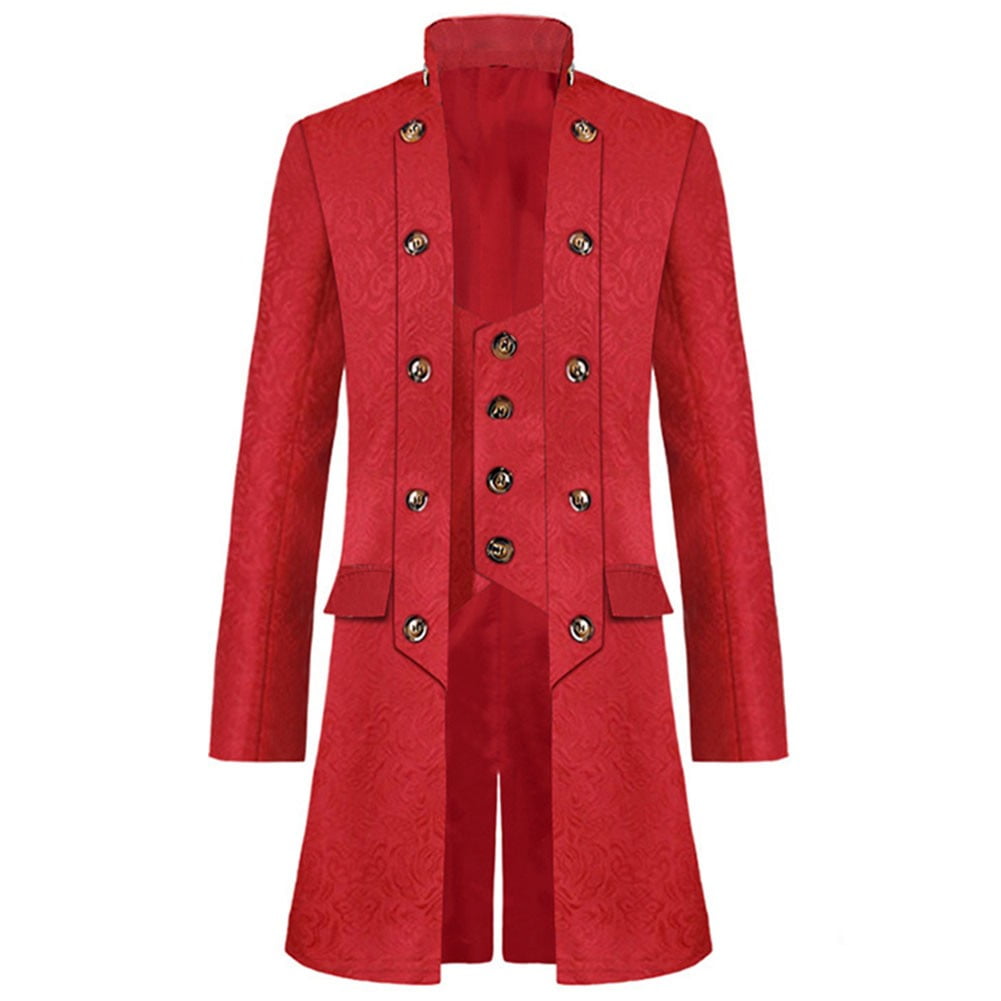 Men Victoria Steampunk Trench Coat Frock Outwear Overcoat Medieval ...