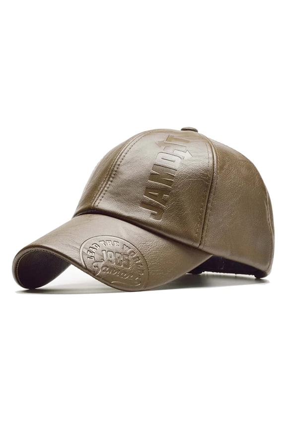 Men Vintage Adjustable Baseball Cap PU Leather Hat Mens Trucker Caps Dad Hat Winter Warm Hats ,Unique Design