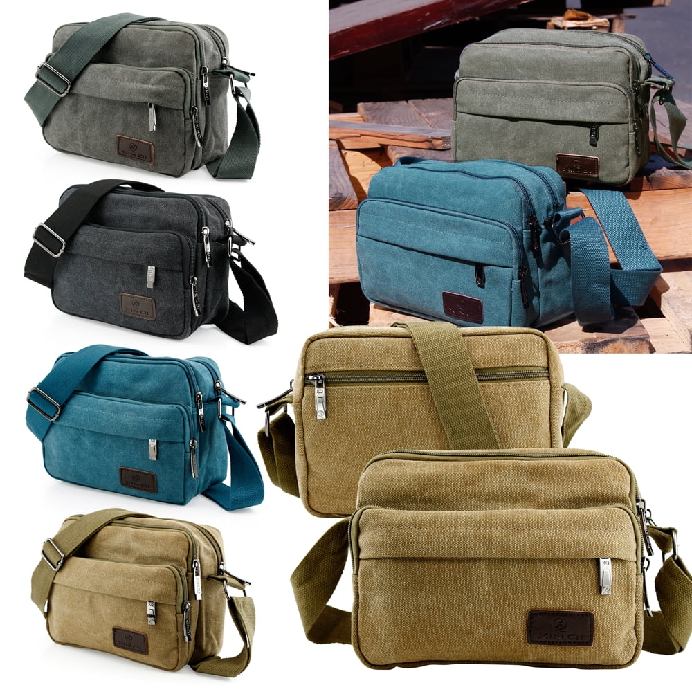 Canvas Messenger Bag, Men's Shoulder Bag With Acsergery Multiple Pocket, Vintage  Shoulder Gift