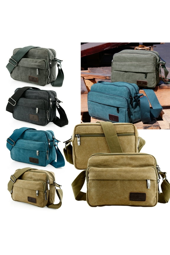 Men Vintage Crossbody Canvas Messenger Shoulder Bag School Hiking Military Travel Satchel