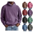 thumbnail image 1 of Men Vintage Hoodie Washed Distressed Pullover Long Sleeve Sweatshirt Retro Casual Street Sweatshirts Pockets, 1 of 5