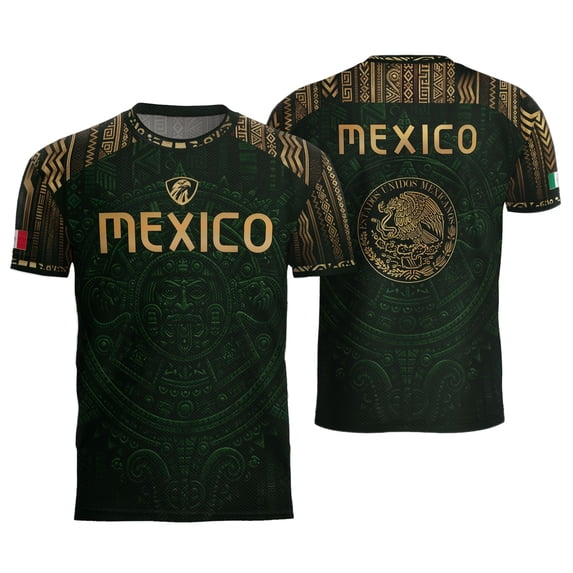 Men Vintage Mexico Soccer Jersey, Green Retro Breathable Short Sleeve Fan T-Shirt