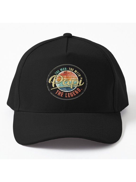 Men Vintage Papi Man Myth Legend Baseball Cap, Daddy Grandpa Fathers Day Hat Style