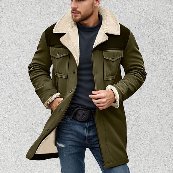 Men Vintage Suede Collar Leather Zip Up Motorcycle Jacket Coats Polyester Fashionable