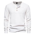 thumbnail image 1 of Men Waffle Henley Shirts Buttons Collar Long Sleeve Casual Pullover Soft Stretch Lightweight Tees Fall Basic Tops, 1 of 5