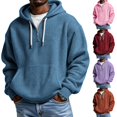 thumbnail image 1 of Men Waffle Knit Half Zip Hoodie Sevevn Long Sleeve Drawstring Hooded Sweatshirt With Front Kangaroo Pocket For Casual Daily Wear Outdoor Activities And Weekend Street Outfits, 1 of 6
