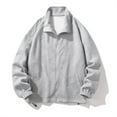 thumbnail image 1 of Men Waffle Knit Sweatshirt Full Zipper Long Sleeve Solid Lapel Pullover Plus Size Hiking Running Sweater with Pocket, 1 of 5