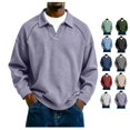 thumbnail image 1 of Men Waffle Sweatshirt Casual Long Sleeve Loose Lightweight Pullover Tops Sweaters Fashion Fall Winter Clothes, 1 of 6