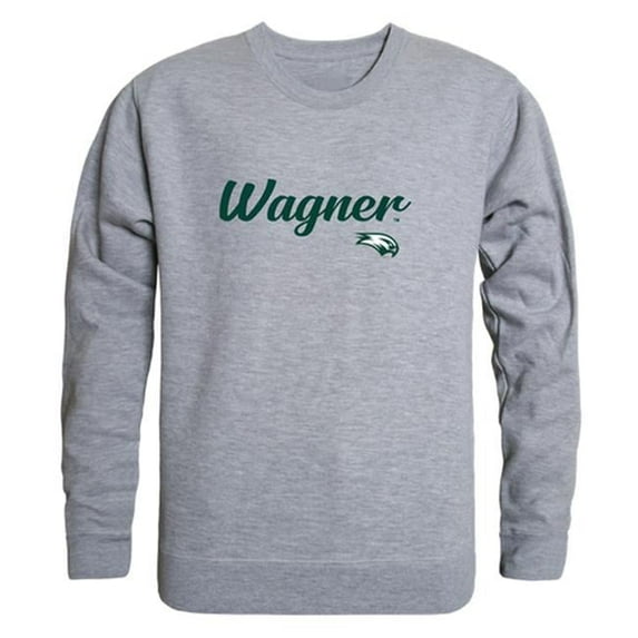 Men Wagner College Script Crew Fleece, Heather Grey - Medium
