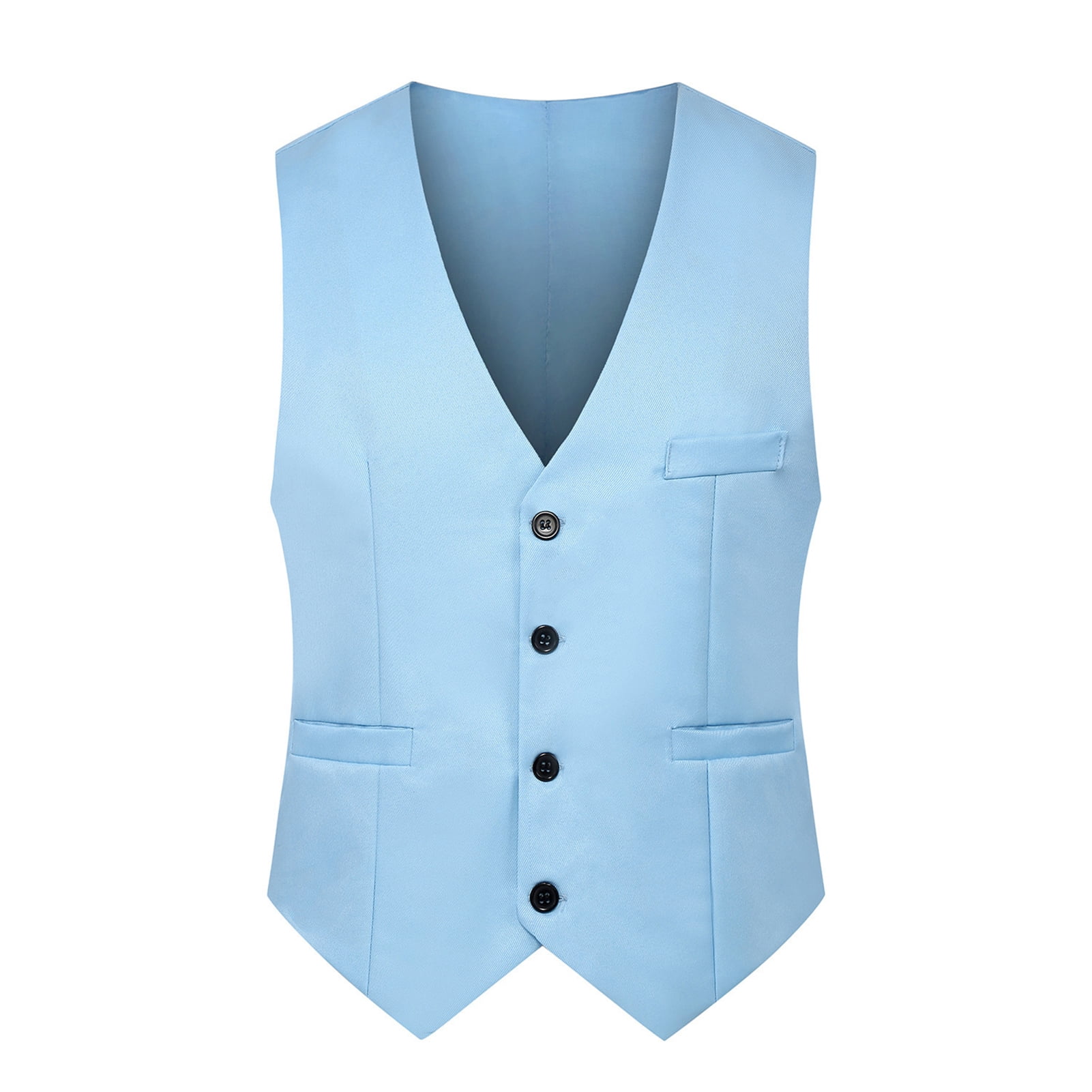 Men Waistcoat Solid Color Single-breasted V Neck Sleeveless Spring