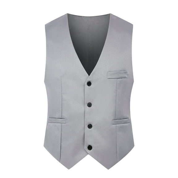 Men Waistcoat Solid Color Single-breasted V Neck Sleeveless Spring Vest for Work