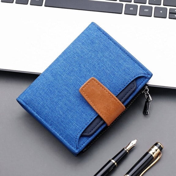 Men Wallet Canvas and PU Leather Gray/blue/black Short Male Purse Hasp/zipper Credit Card Holder Case Wallet for Men Money Bag