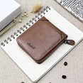 thumbnail image 1 of Men Wallet Large Capacity Credit Card Cash Coin Receipt Photo Holder Slots Vintage Zipper Wallet Chain RFID Blocking Multi Folds Leather Purse LightKhaki, 1 of 4