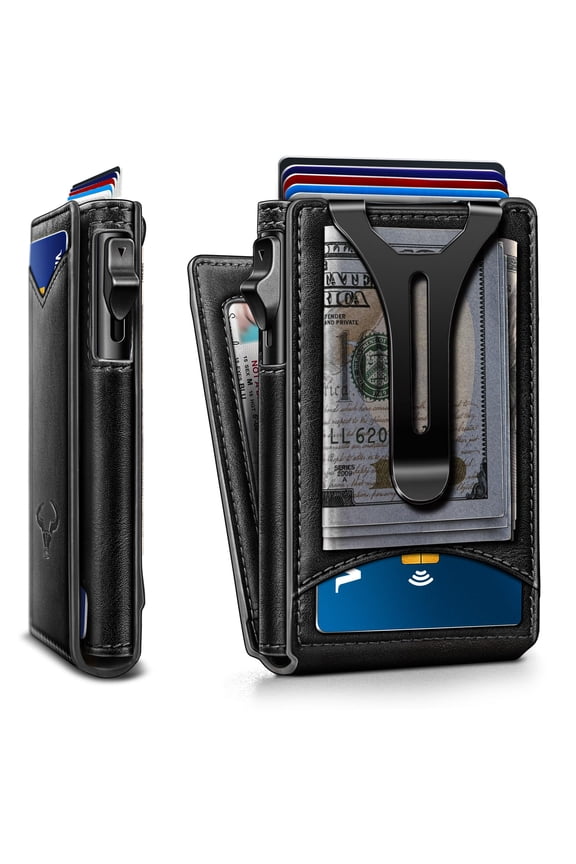 Men Wallet Magnetic Metal Money Clip 9cards Pop-up Access Rfid Blocking