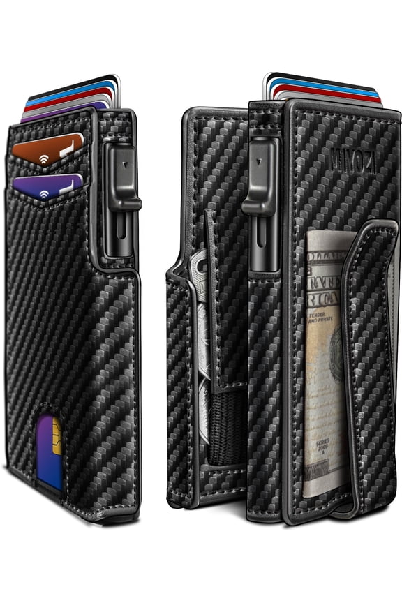 Men Wallet With Money Clip Pocket Id Window Slim Front Rfid Blocking Pop-up Card Holder 3.9"x 2.7"  Gift Boxed