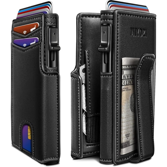 Men Wallet,with Money Clip Coins Pocket ID Window,Slim Front Pocket RFID Blocking Pop-up Card Holder 3.9"x 2.7"