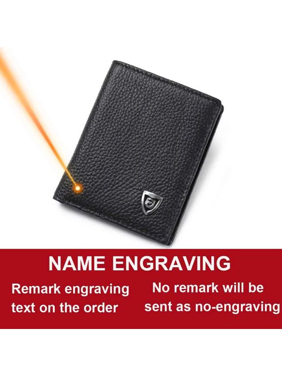 Men Wallets Thin Name Engraving Genuine Leather MINI Men Purse ID Card Holder Classic High Quality Men Wallets