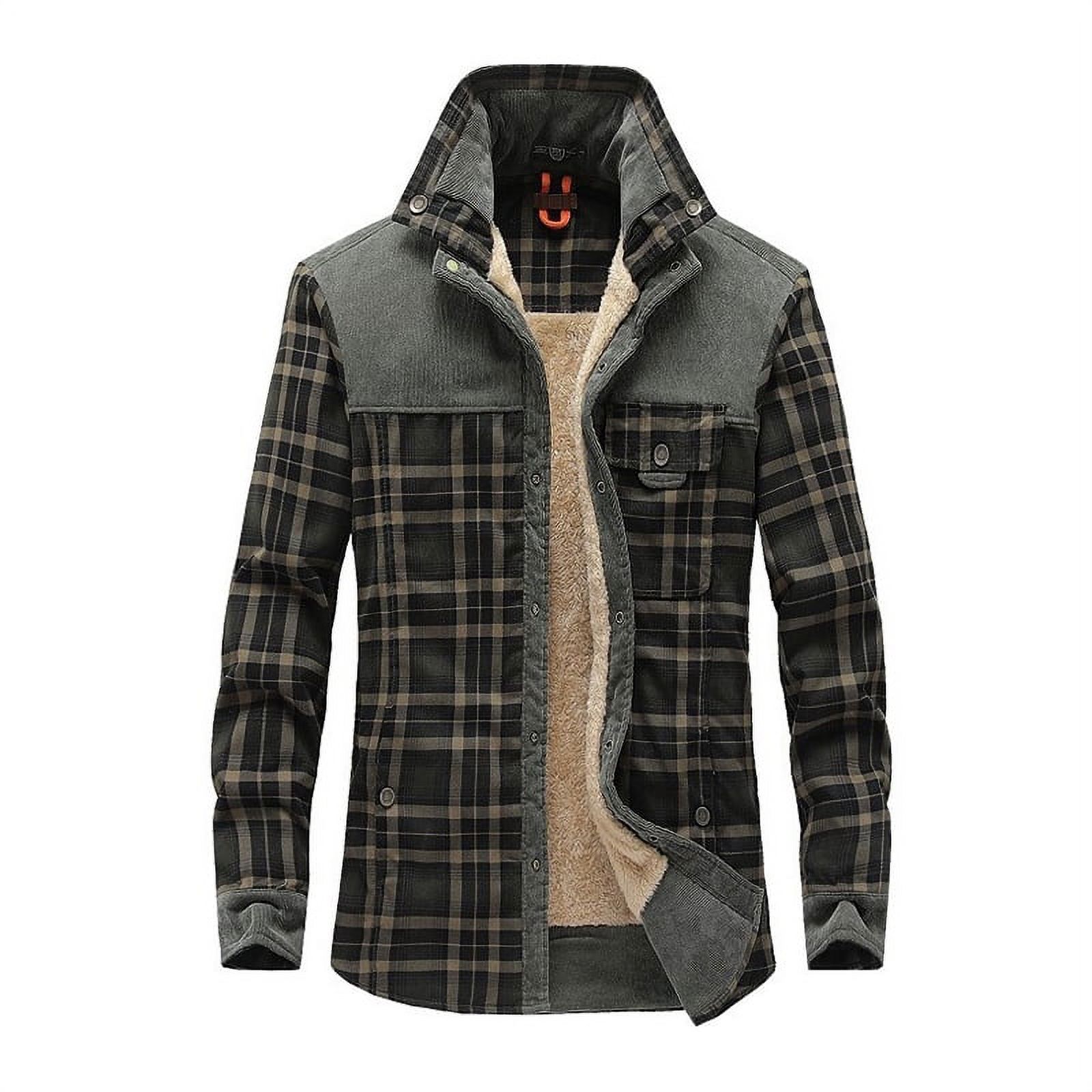 Men Wanderer Jacket, Overland Flannel Jacket, Long Sleeves Warm Fleece Shirts Tops Warm Business Casual Shirt for Man