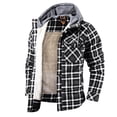 thumbnail image 1 of Men Warm Jacket Fleece Lining Lumberjack Plaid Hooded Jackets Snap Button, 1 of 10