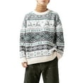 thumbnail image 1 of Men Warm Sweater Lightweight Christmas Print Knitted Jumper Fall Casual Pullovers Tops for Streetwear, 1 of 7