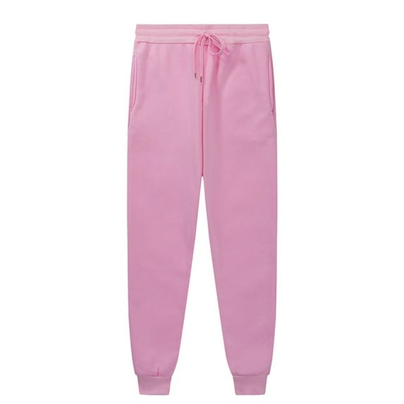 Men Warm Thicken Plain Long Sweatpants Loose Fit Drawstring Waist Trousers with Pockets