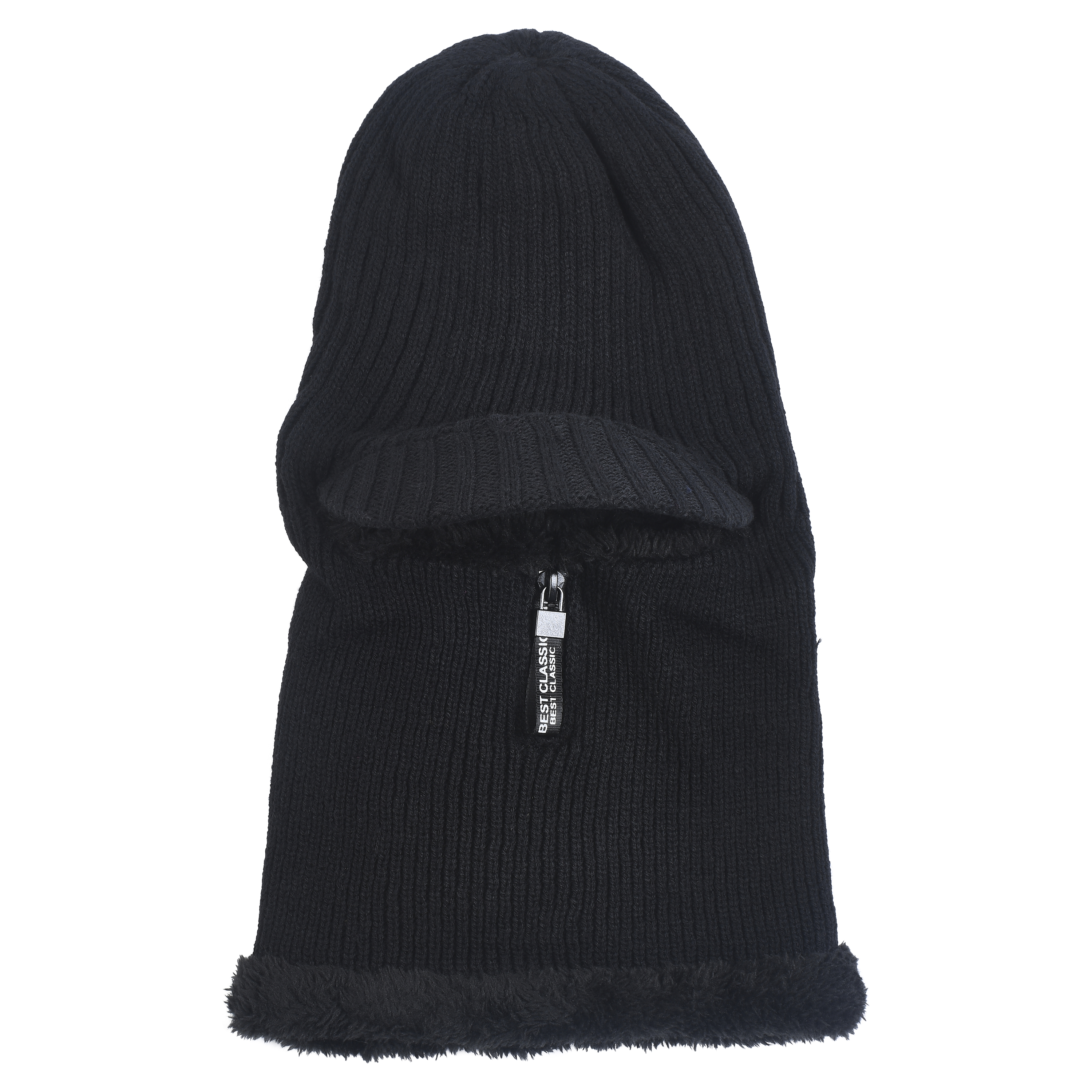 Oversized Chunky Knit Beanie with Visor Brim Fleece Lined Warm Slouchy Hat Winter-Beanie-Knit-Hat-for-  main image 3